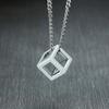 3D Square Pendant Necklaces for Men Boys,Hollow Geometry Stainless Steel Pendant Collars,Trendy Male Jewelry Gifts