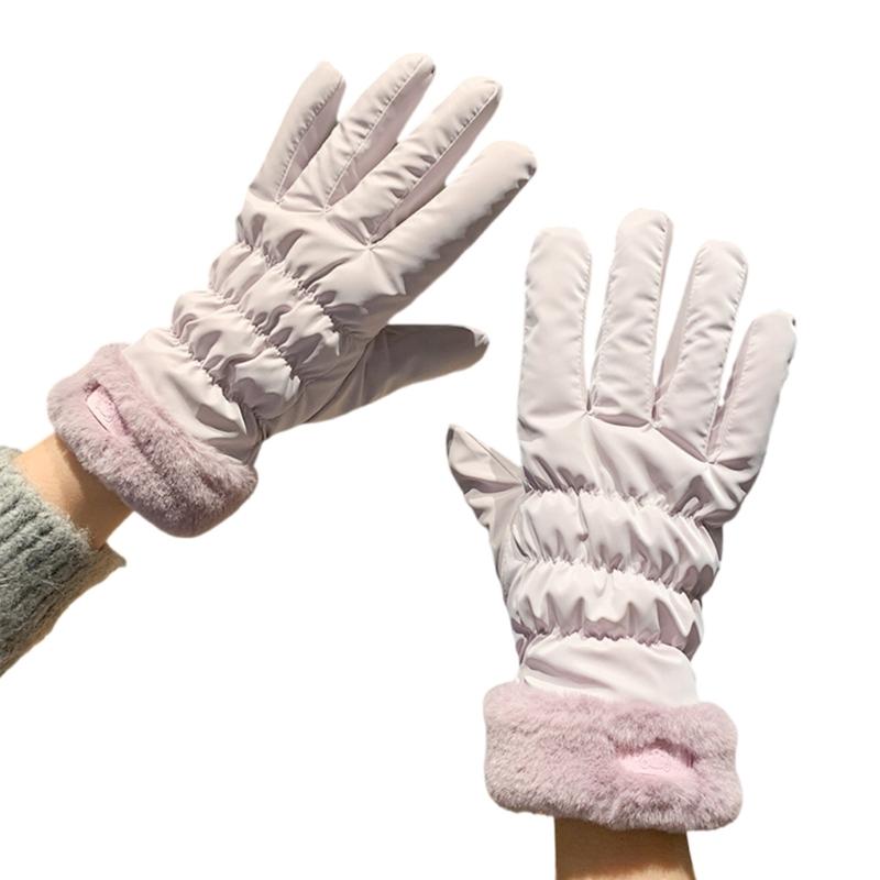 Trendy Warm Thermal Gloves Plush Lining Stylish Windproof for Cold Weather Winter Cycling Skiing Climbing