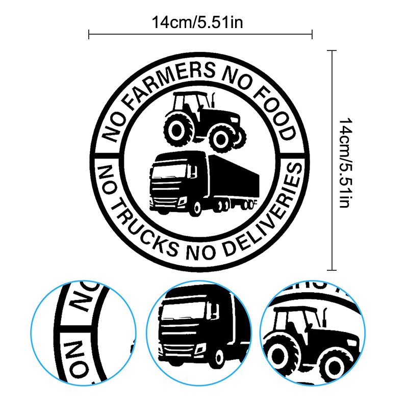 No Farmers No Food No Trucks No Deliveries Vinyl Sticker, Personalized Stickers, Heavy-Duty Weatherproof Car Sticker