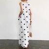 Shipped, European and American summer new women's clothing long dress polka dot printing pocket loose dress