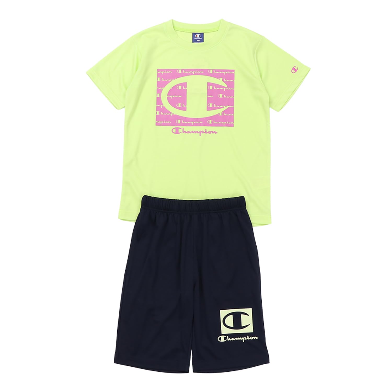 

Champion Футболка с коротким рукавом и круглым вырезом с графическим логотипом Шорты Базовый размер 110 Детская футболка, Быстросохнущая, С принтом, Футболка и комплект, Спорт, CK-ZSW04, Лайм, лаймовый
