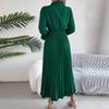 Women's Fashion Retro Solid Color Long Sleeve Button Waist Lapel Dress