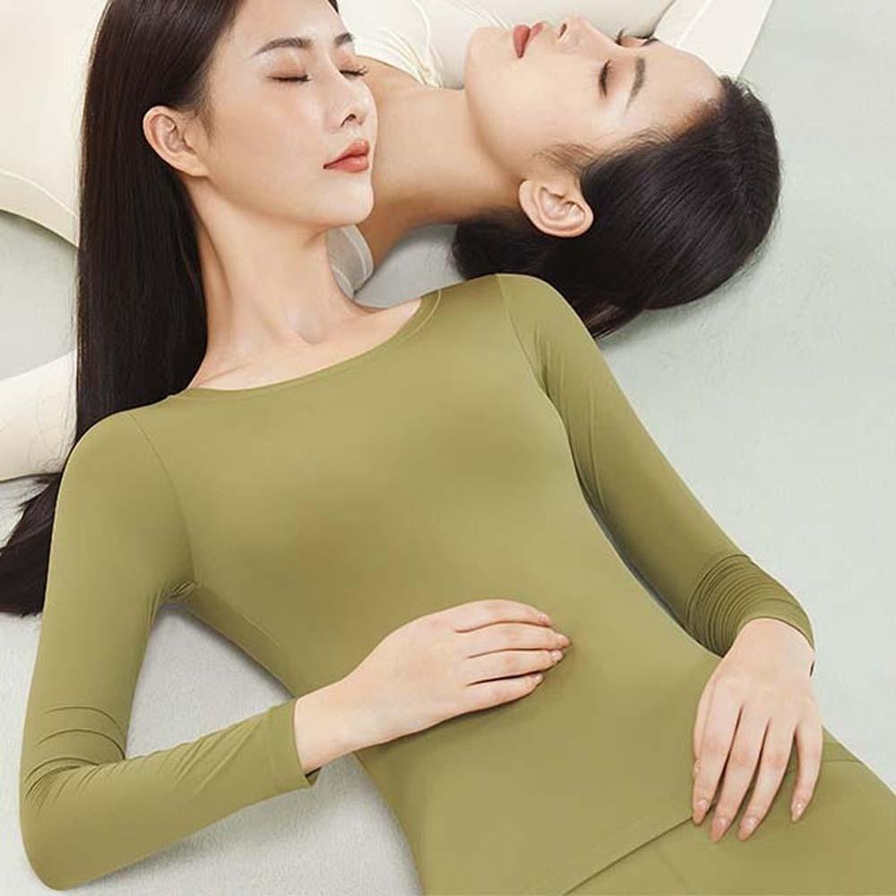 Tops and Pants Set Thermal Underwear Round Neck Warmth Long Pants Women Thermal Clothes  Undershirt