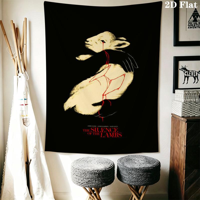 The Silence of the Lambs Wall Tapestry Aesthetic Wall Hanging Printed Fabric Blanket Decorative Tapestries for Bedroom Living Room Home Decor
