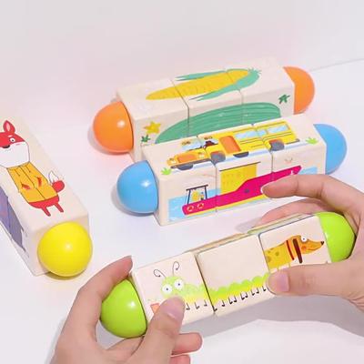 Wooden Infant Grasping Puzzle Blocks: Animals & People Shape Matching Toy for Cognitive Development (1-3 Years)