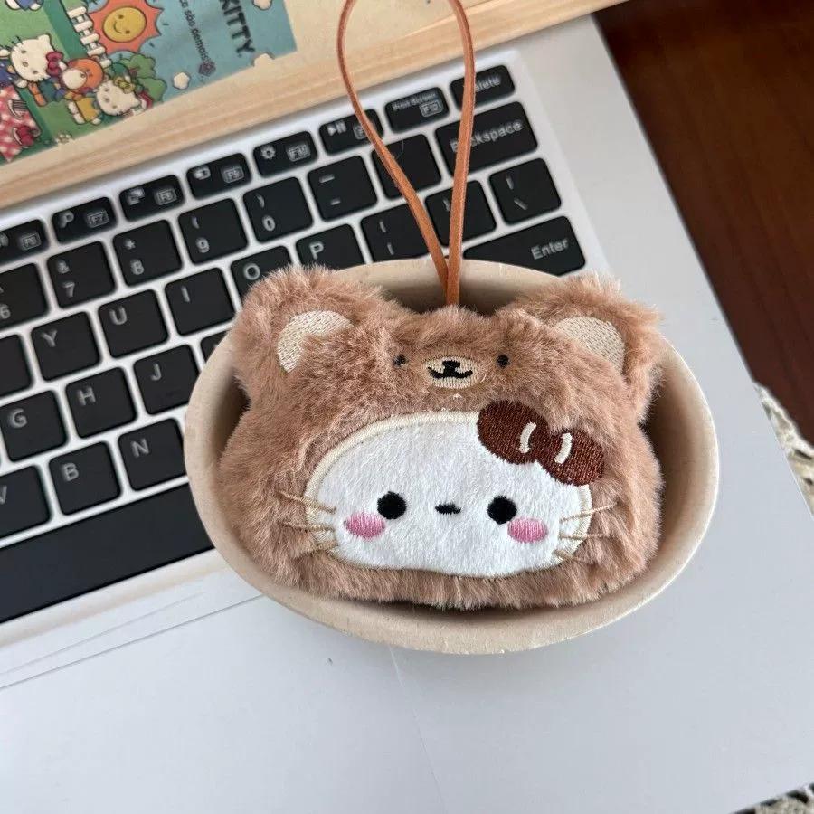 Cute Cartoon Plush Cat Keychain Heart Doll Pendant For Backpack Bag Decorative Accessory