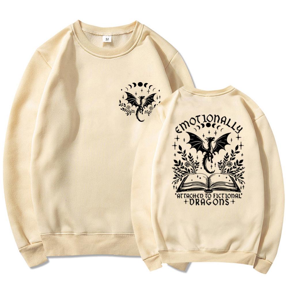 Emotionally Attached To Fictional Dragons Sweatshirt Fourth Wing Dragon Sweatshirt Fantasy Bookish Hoodie Unisex Sweatshirts