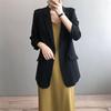 Chiffon Suit Coat Female's Summer Korean Loose White Thin Long Blazers Jacket Solid Color Sunscreen Shirt Female Blazer