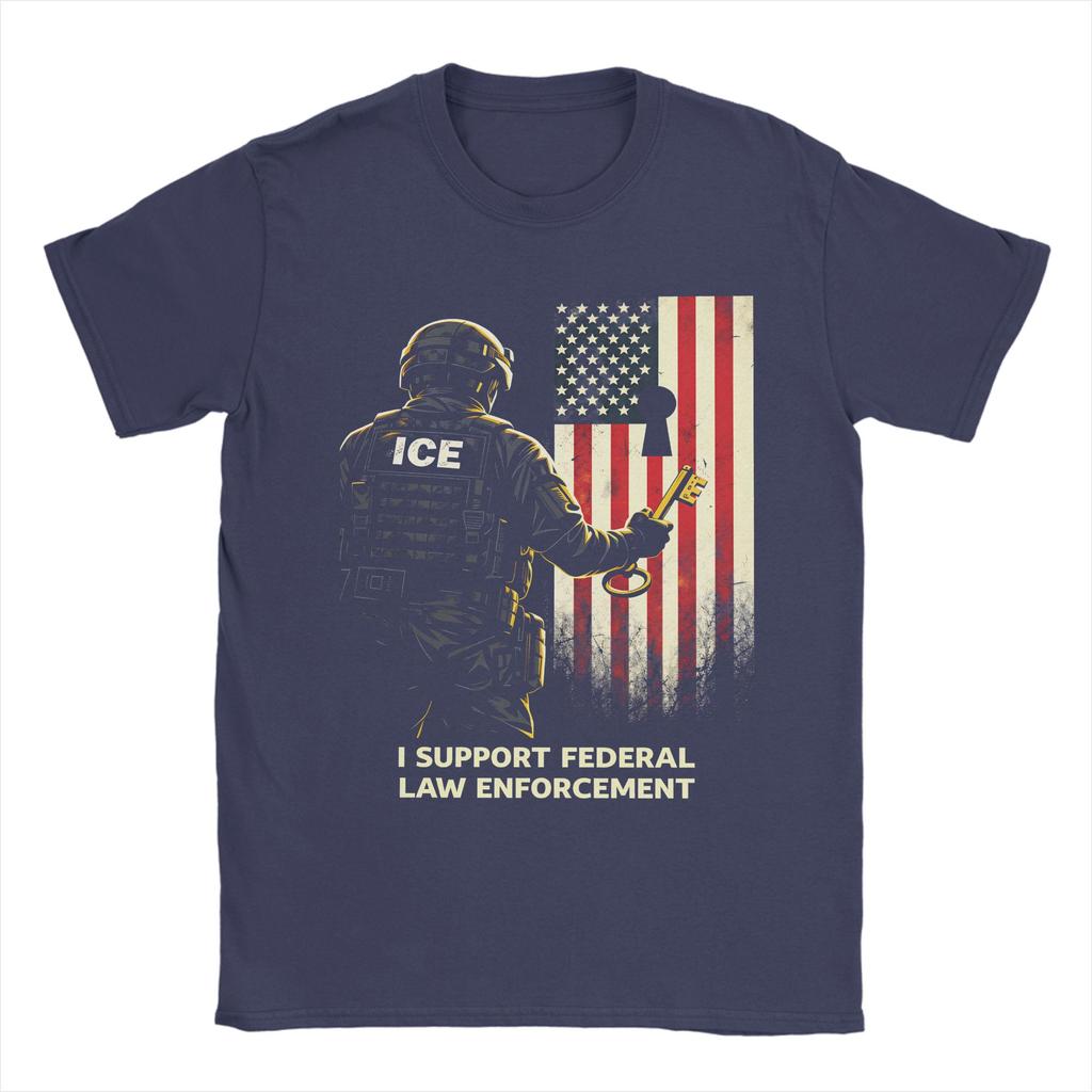 Summer ICE Agent I Federal Law Enforcement Popular T Shirts  Cotton Tee Shirt for Men Aesthetic Design Short Sleeve Tops
