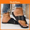 Summer Flat Toe Sandals For Women With Breathable Pu Leather And Rubber Sole For Casual Daily Wear