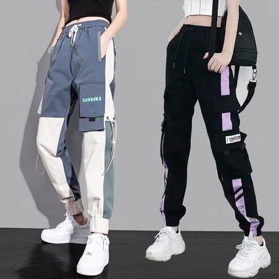 Women Elastic Waist Loose Streetwear Cargo Pants Female Fashion Ankle-length Jogging Trousers Ladies Plus Size Casual Pants