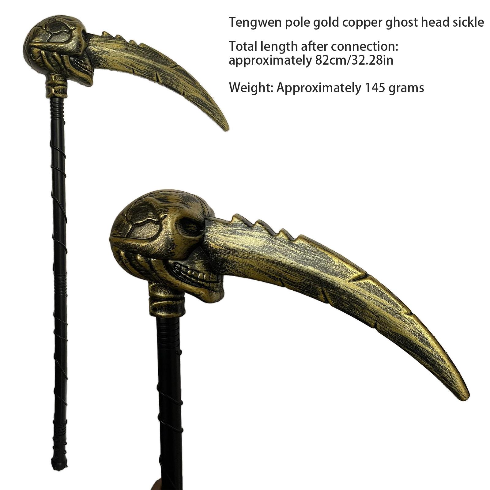 

Halloween Ghostfestival Weapons And Weapons Rattan Death Sickle Toys Props Plastic Party Decoration Three-pronged Scepter One Size золотой