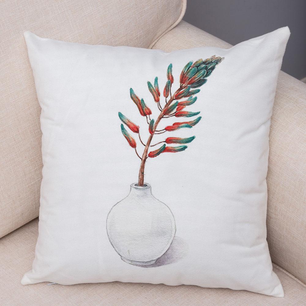 Cartoon Plant Cushion Cover Bedroom Living Room Car Sofa Pillowcase Watercolor Juicy Pillowcase Ornament
