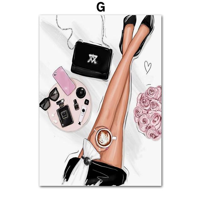 Beauty Modern Girl High Heel Paris Perfume Girl Wall Art Canvas Painting Posters And Prints Wall Pictures For Living Room Decor No Frame