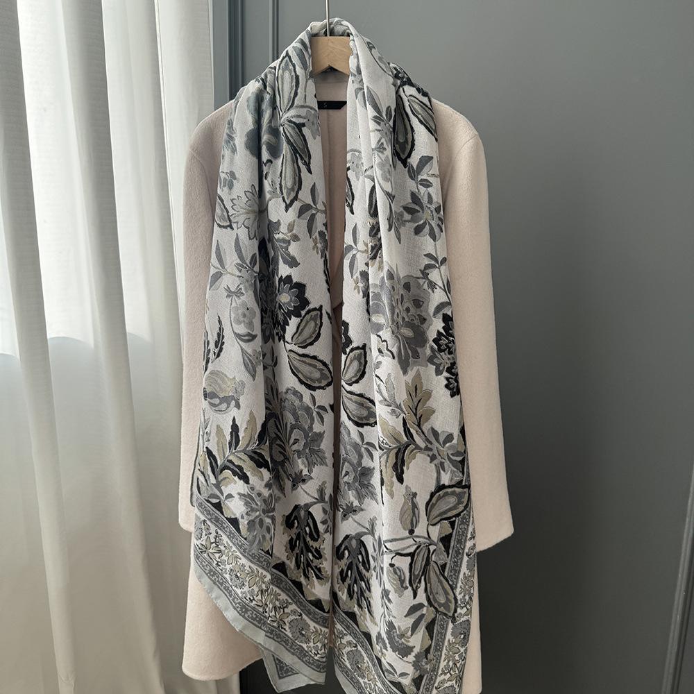 Cotton and Linen Scarf for Women 180x90cm Breathable and Soft Warm Autumn and Winter Shawl