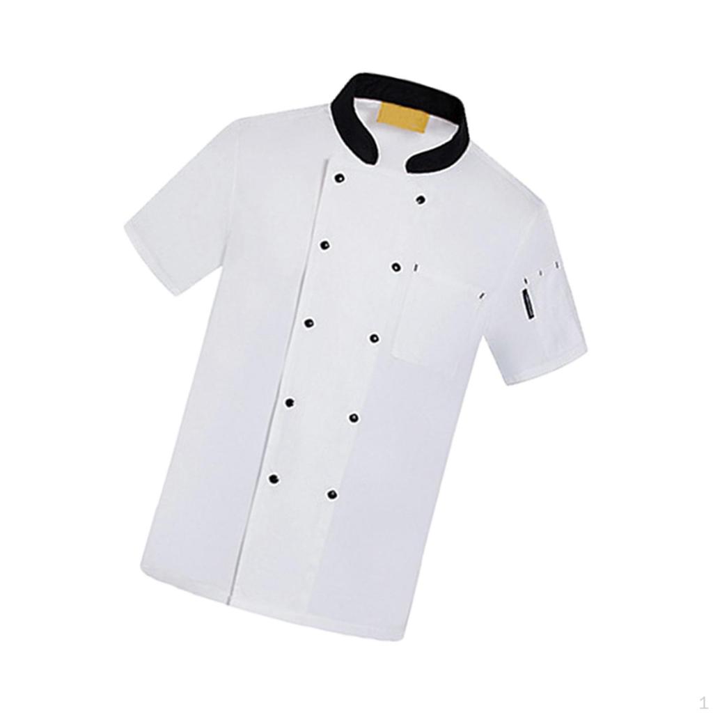 Men Women Uniform Short Sleeve Cooking Clothes Breathable Work Wear Chef Coat Jacket for Kitchen,