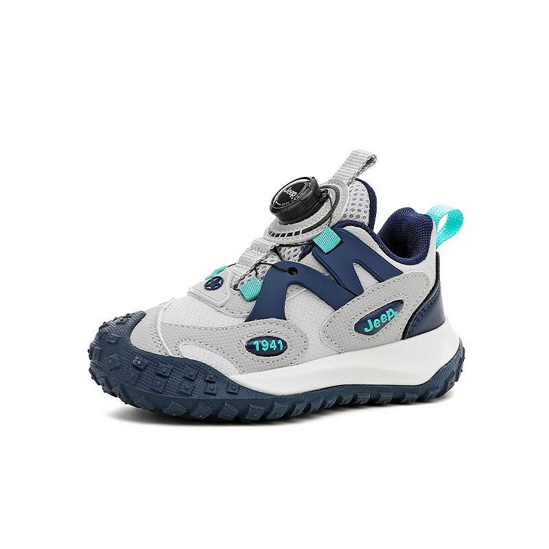 Jeep Boys' 2025 Autumn Leather Sports Shoes - Non-slip, Waterproof, Trendy with Rotary Button