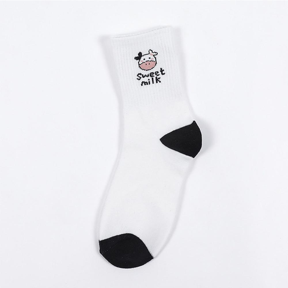 Fashion Women Black White Funny Autumn Cartoon Women Socks Cow Socks Cotton Hosiery Cow Print