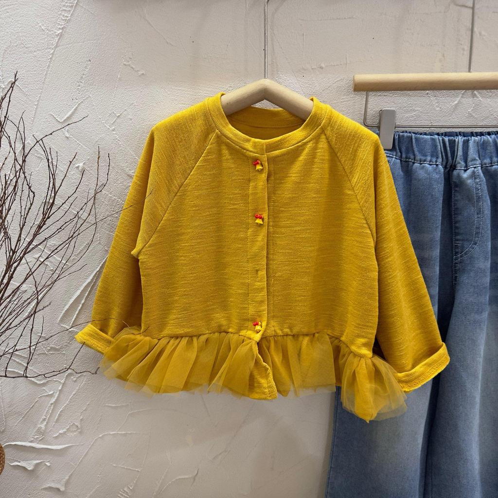 Girls' Two-Piece Korean Cardigan & Jeans Set