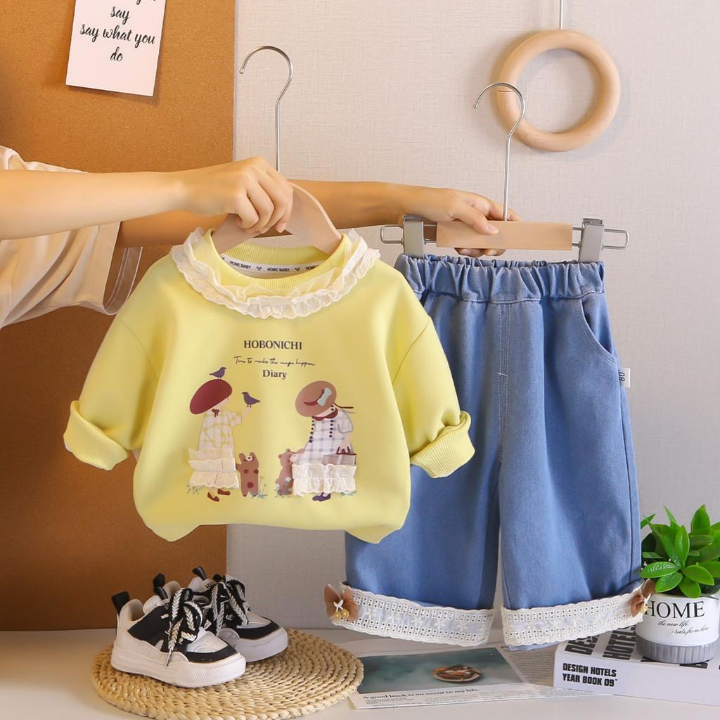 Kids Casual Long-Sleeve Set, Comfortable Daily Wear Outfits