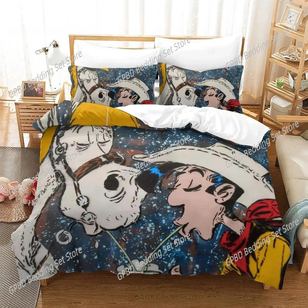 Nuevo Lucky Luke 3D NUEVO Juego de Funda Nórdica Funda de Almohada Ropa de Cama para Adulto Niño Niña Decoración de Dormitorio Infantil Individual Doble Grande