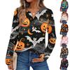 Women's Halloween Print Long Sleeve Shirt Casual Blouse