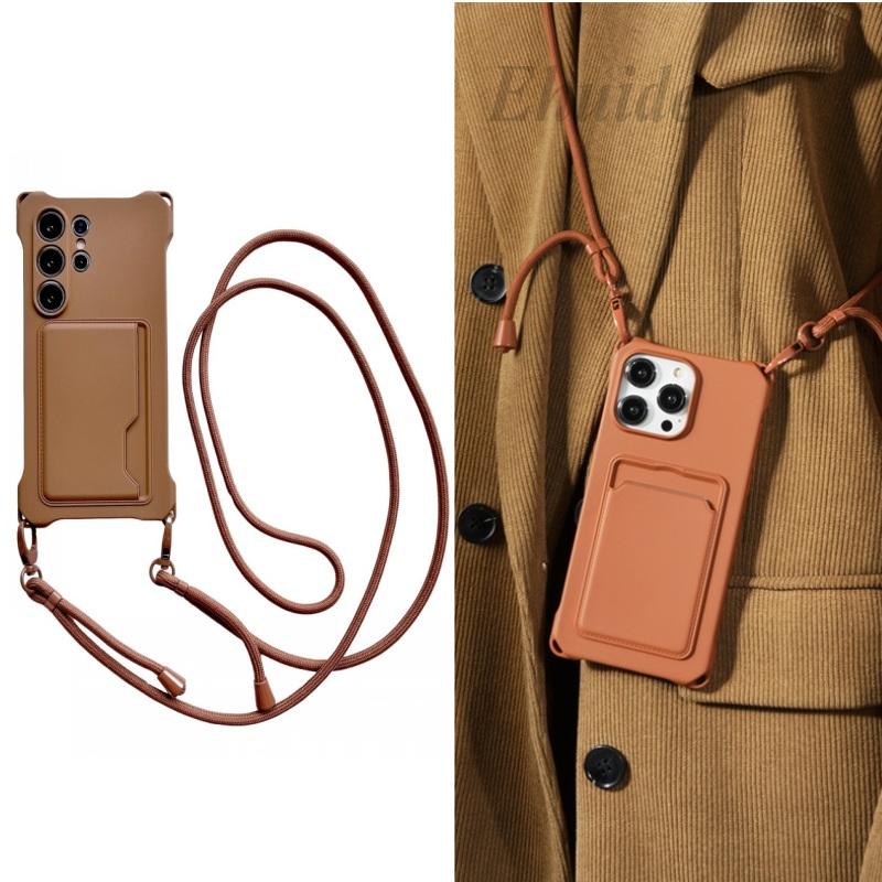 Strap Wallet Case For Samsung Galaxy S25 Ultra A35 A55 A15 A16 S24 FE S25 Plus Shockproof Card Slot Crossbody Neck Lanyard Cover