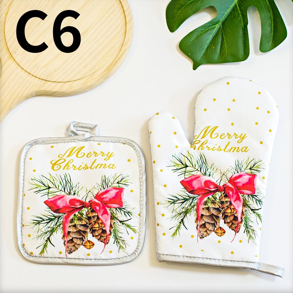 2pc/set Christmas Printed Oven Gloves, Heat Resistant and Heat Resistant Microwave Oven Glove Set