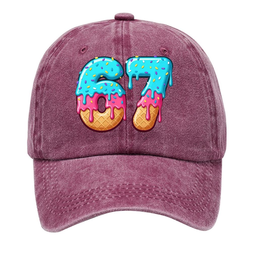 Washed Cotton Baseball Cap With Printed Distressed Soft Top Denim Hat For Men, European And American Retro Hat