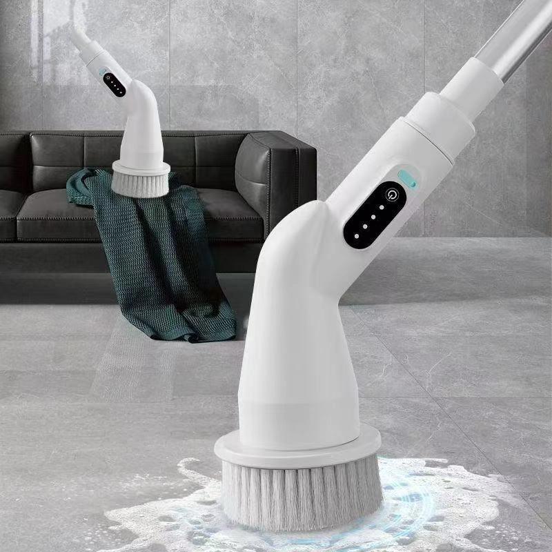 Eight in One Multifunctional Cleaning Brush Handheld Charging Long Handle Automatic Rotating Telescopic Cleaning Brush белый