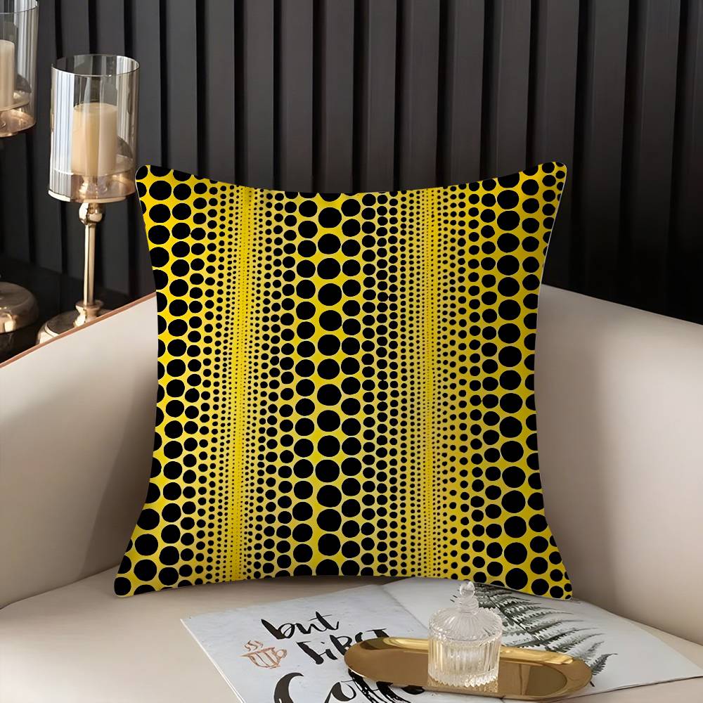 Yayoi Kusama Abstract Art Pumpkin Pillow Case Home Dorm Chair Back Short Plush Double-sided Printing Nap Time Cushion Cover