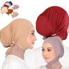 Islam Hijab Caps Muslim Women Inner Hijab Solid Color Undercap Hijab Femme Musulman Turban Islamic Ready To Wear Headcover