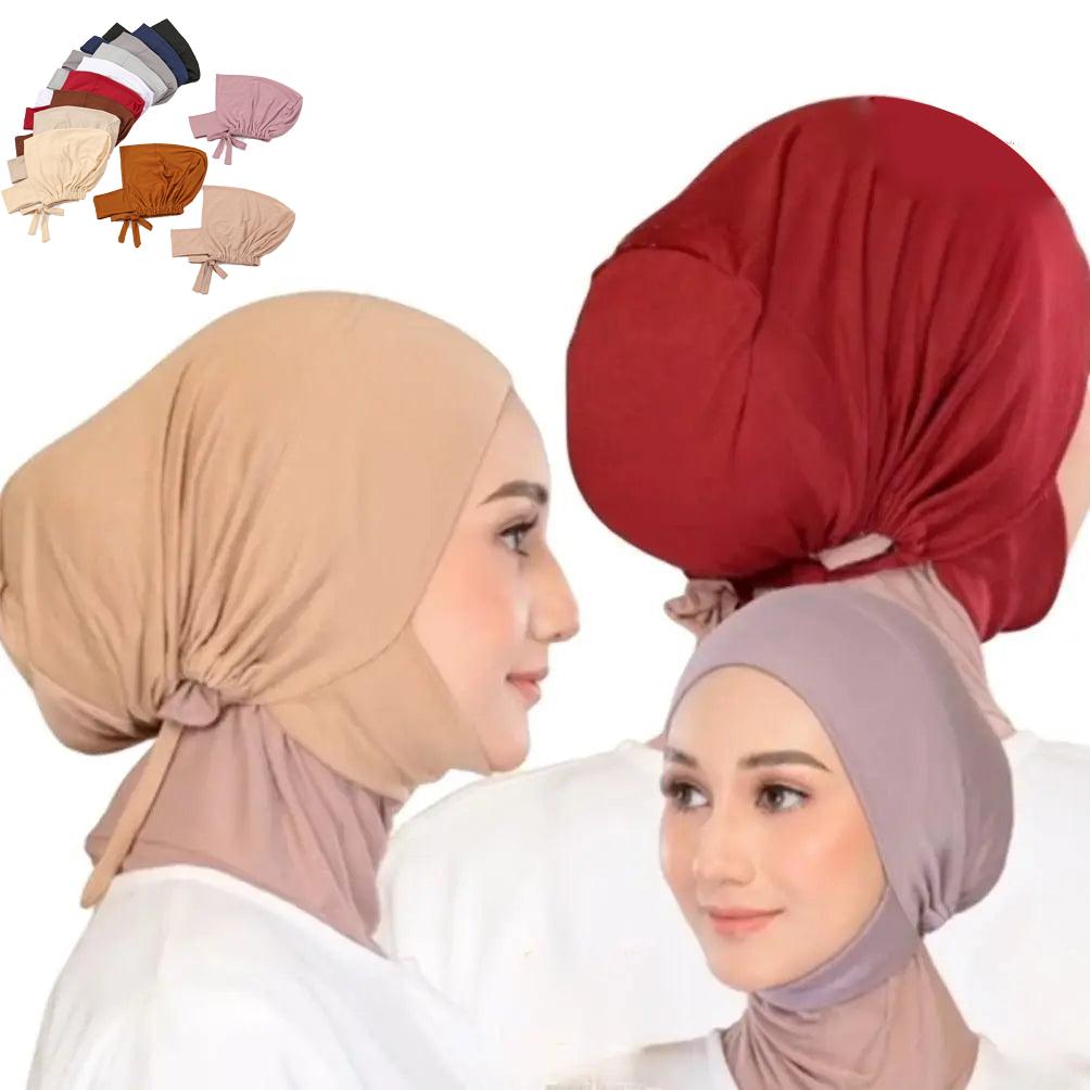 Islam Hijab Caps Muslim Women Inner Hijab Solid Color Undercap Hijab Femme Musulman Turban Islamic Ready To Wear Headcover