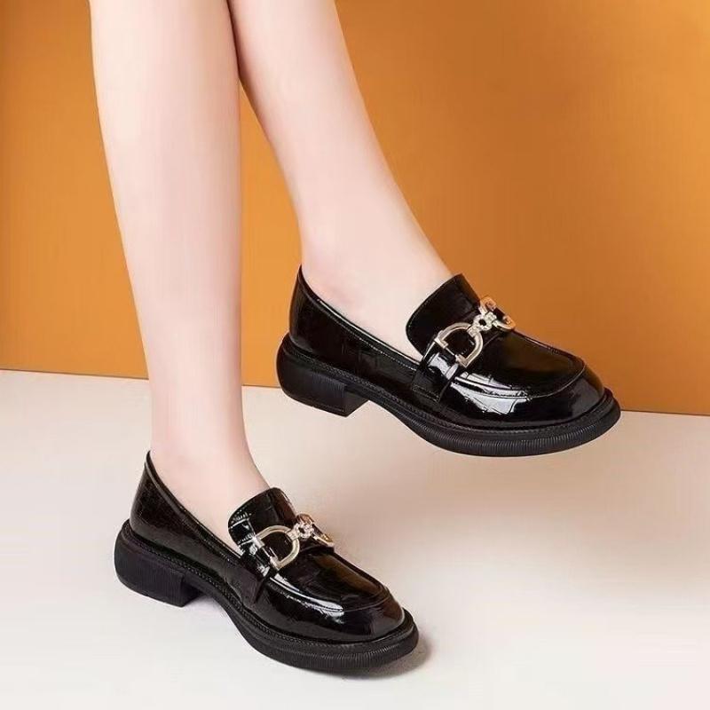 2025Autumn New Women's Loafers Round Toe Shallow Mid-Heel Non-Slip Low-Cut Slip-On Fashion Single Shoes for Women