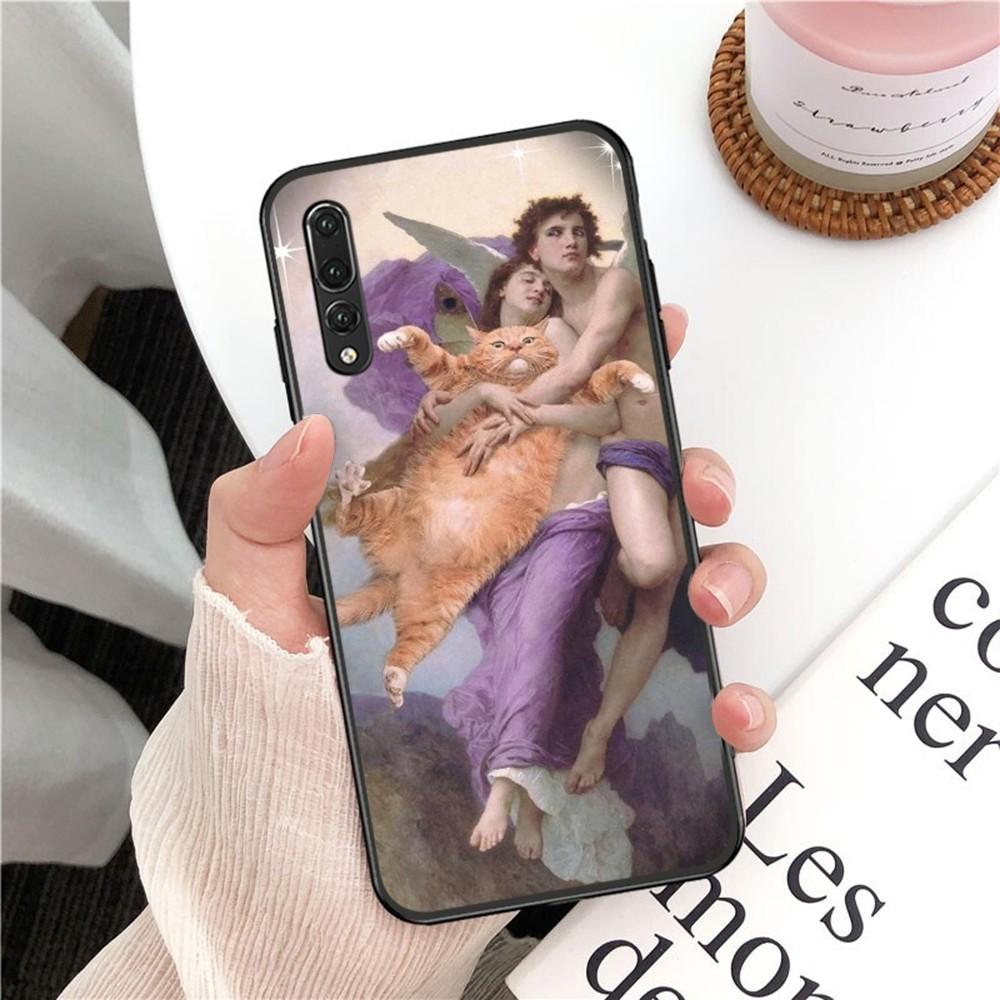 Van Gogh Mona Lisa Fun Cat Art Phone Case For Huawei P 8 9 10 20 30 40 50 Pro Lite Psmart Honor 10 Lite 70 Mate 20lite