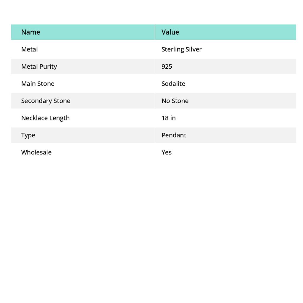 Natural Sodalite Gemstone Handmade 925 Steling Silver Jewelry Pendant 2.40" j8S00