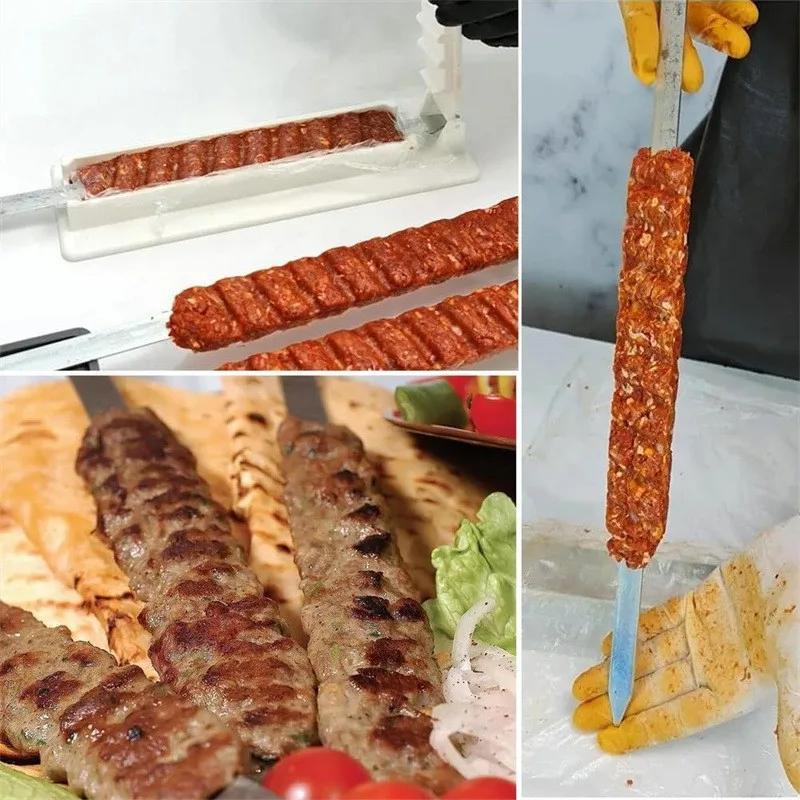 Single Row Kebab Maker Bbq Meat Skewer Machine Kebab Press Maker Reusable Plastic Bbq Skewer Maker Kebab Preparation BBQ Tool