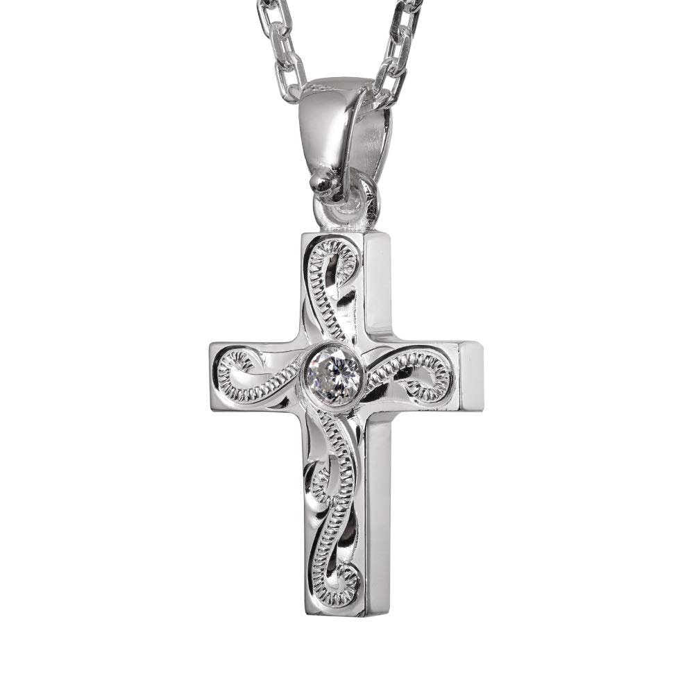 

BYTHESEA Гавайские украшения Бесплатный серебряный распятие Длина 60 см Ожерелье, Гравировка, 925, Крест, Подвеска, Мужской, Женский, Цепочка,