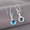 Swiss Blue Topaz Gemstone Earrings 925 Solid Silver Handmade Jewelry For Bridal EE-160-4
