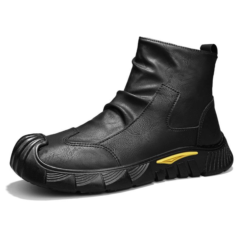 

Высокие модные рабочие ботинки мужские британские ретро ботильоны противоскользящие удобные черные кожаные ботинки повседневные теплые на толстой подошве мужские кроссовки 41