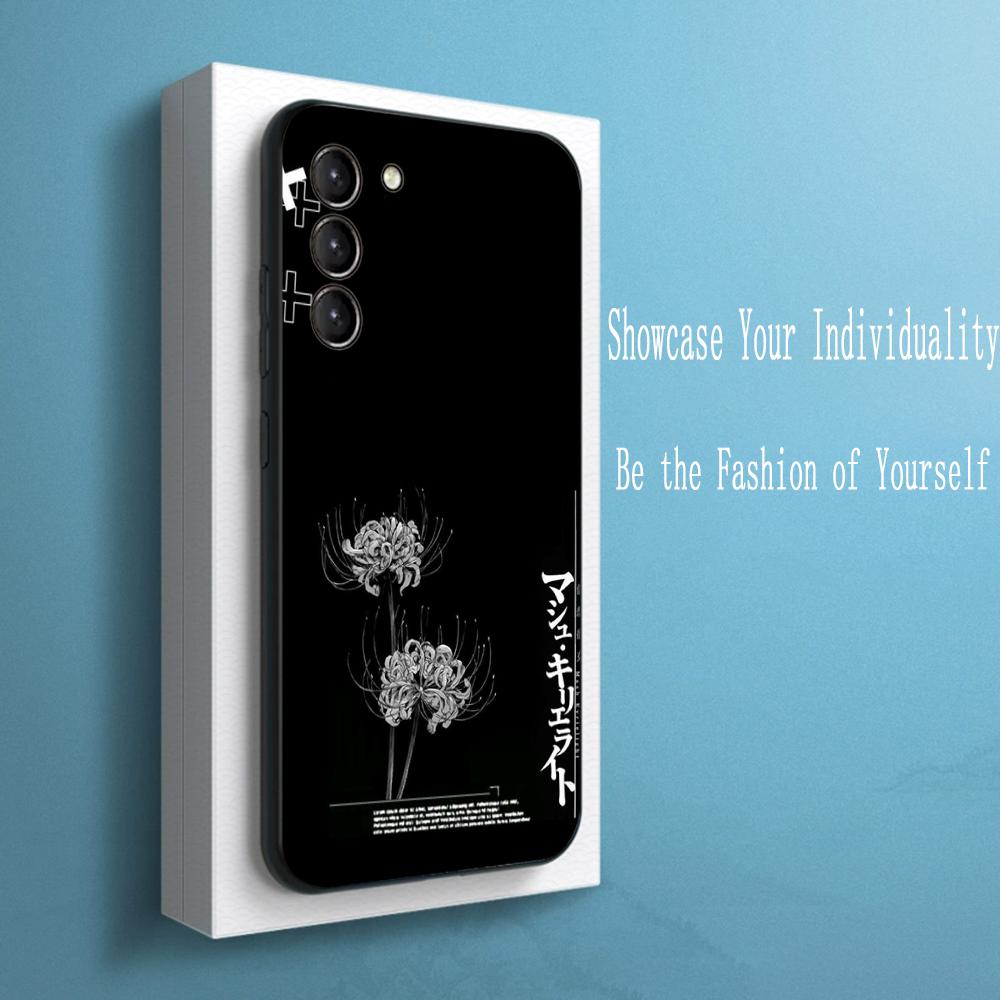 Japan art red spider lily pattern Phone Case For Samsung Galaxy S26 S25 S24 S23 S22 S21 Plus Ultra Note20 Soft Black