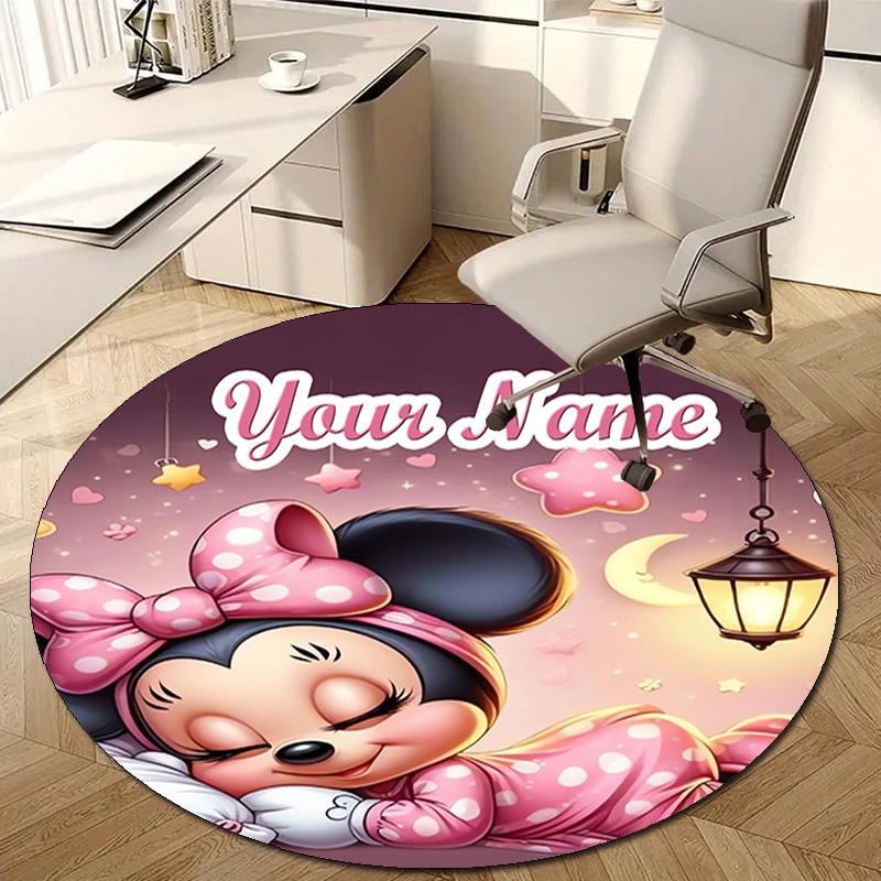 Personalized M-Minnie Round Chair Office Rug - Perfect for Mat, Office Chair & More - Ideal Gift for Birthdays and Holidays