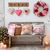 4pcs Valentine'S Day Heart Wreath Birds Throw Pillow Covers | Polyester, Zip Closure, Suitable for Bedroom, Sofa, Wedding Anniversary, Party DecoR