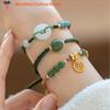 New Round/Chinese Character Natural Hetian Jade Lucky Charm Woven Braided Bracelets For Women Girls Fine Jewelry