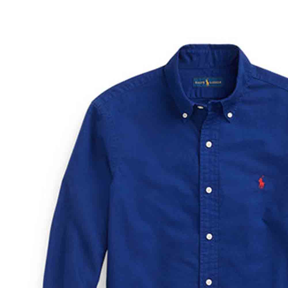 Polo Ralph Lauren FW21 Logo Embroidered Oxford Long Sleeve Shirt Men shirts Blue MNPOWOV16821770-400