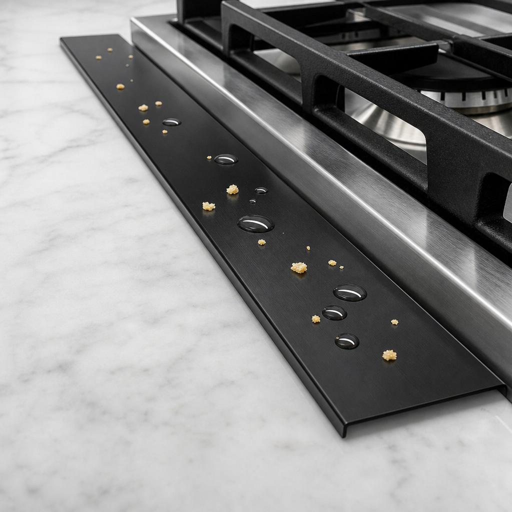 Stainless Steel Stove Gap Cover 4-Piece Set Kitchen Appliance Gap Filler Protector for Countertop and Stove Seam