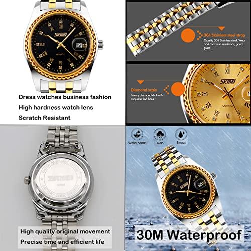 Popular Couple's Watches for Men and Women, Classic Gold and Silver Designs with Stainless Steel Bands, Waterproof, and Luxurious Designs. Perfect As