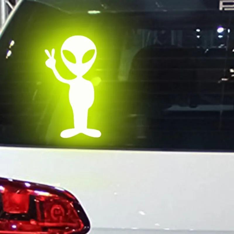 High Reflective Alien Peace Stickers Personalized Car Stickers Auto Body Rear Window Stickers Decoration Anti Scratch Decals