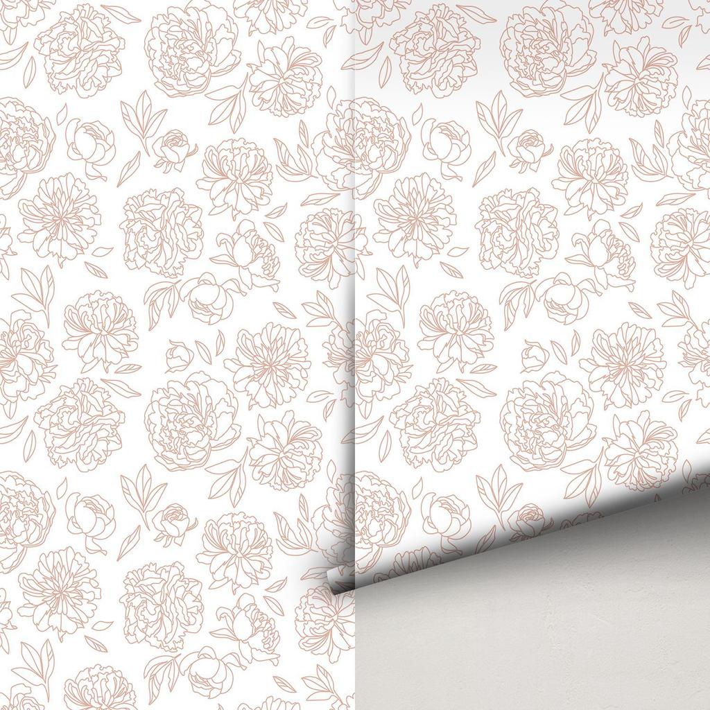 Peel and Stick Peony Floral Wallpaper Self Adhesive Blooming Flower Wall Decor Paper Waterproof Cabinet Sticker