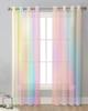 Rainbow Pink Morning Glow Tulle Curtains For Living Room Kitchen Decoration Chiffon Window Treatments Voile Sheer Curtain